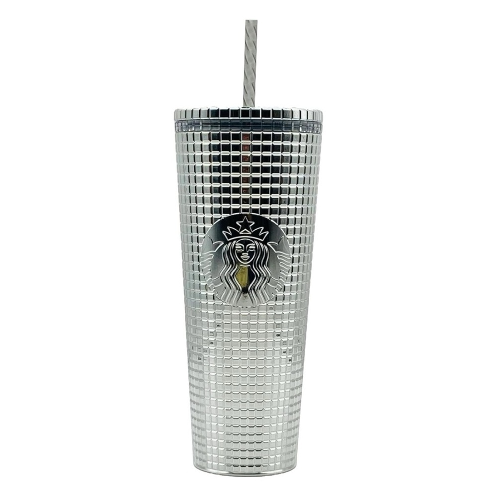 Starbucks | 🪩 Silver Mirror Grid Holiday Tumbler